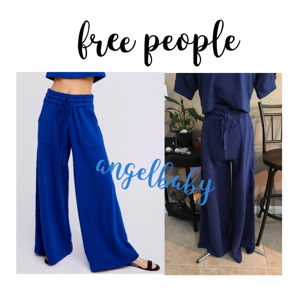 HP 💙 Free People Beach Wide Leg Pants and Crop Top Set in Navy! - Picture 11 of 16